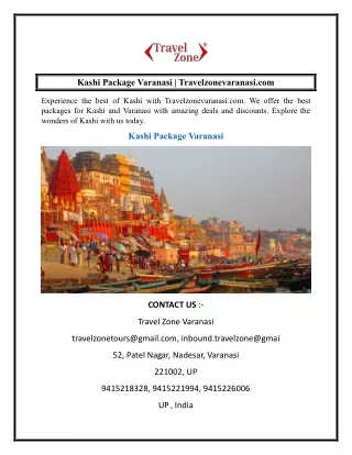 Kashi Package Varanasi  Travelzonevaranasi.com