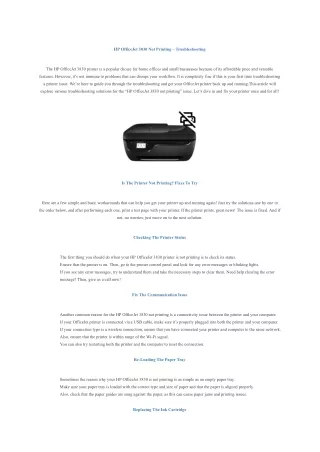 HP OfficeJet 3830 Not Printing – Troubleshooting