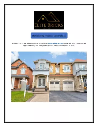 Home Selling Process | Elitebricks.ca