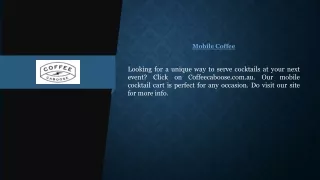 Mobile Coffee  Coffeecaboose.com.au