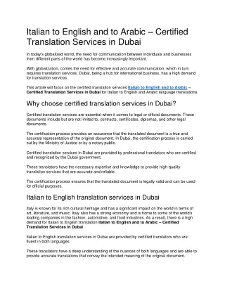 italian to english and to arabic certified