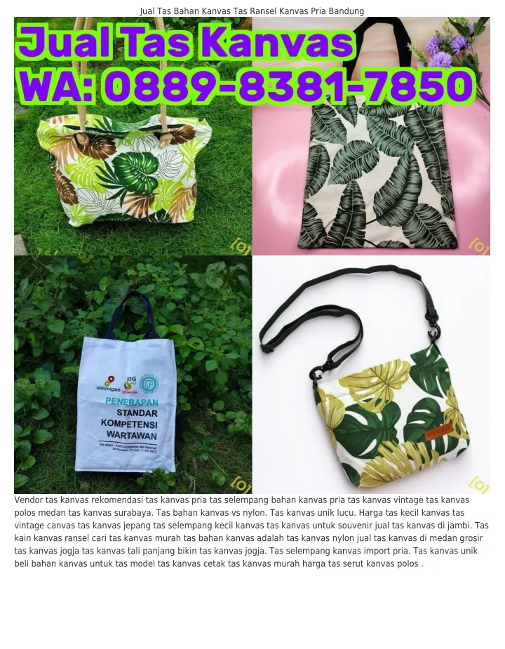 jual tas bahan kanvas tas ransel kanvas pria