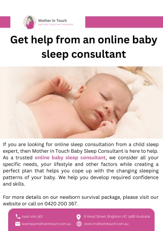 Get help from an online baby sleep consultant