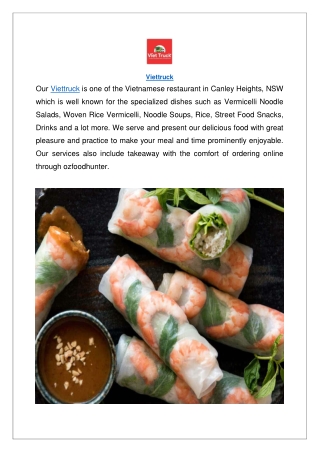 Upto 15% Offer Viettruck Canley Heights Menu - Order Now