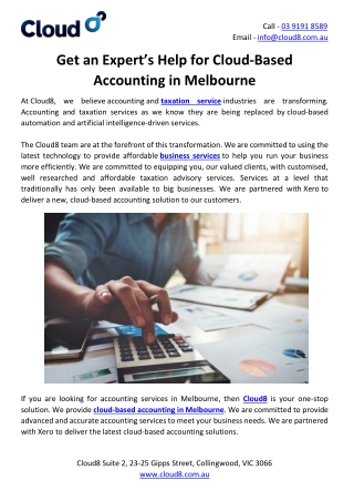 Get an expert’s help for cloud-based accounting in Melbourne