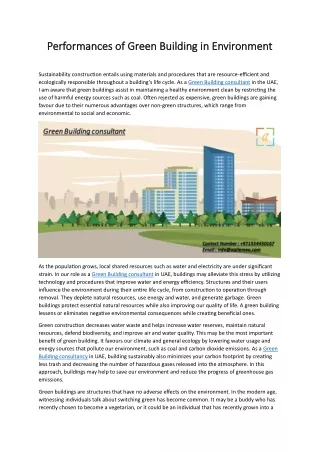 performances of green building in en performances