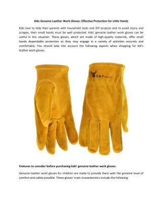 Kids Genuine Leather Work Gloves Effective Protection for Little Hands