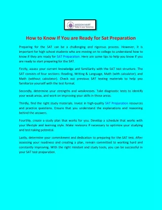 how to know if you are ready for sat preparation