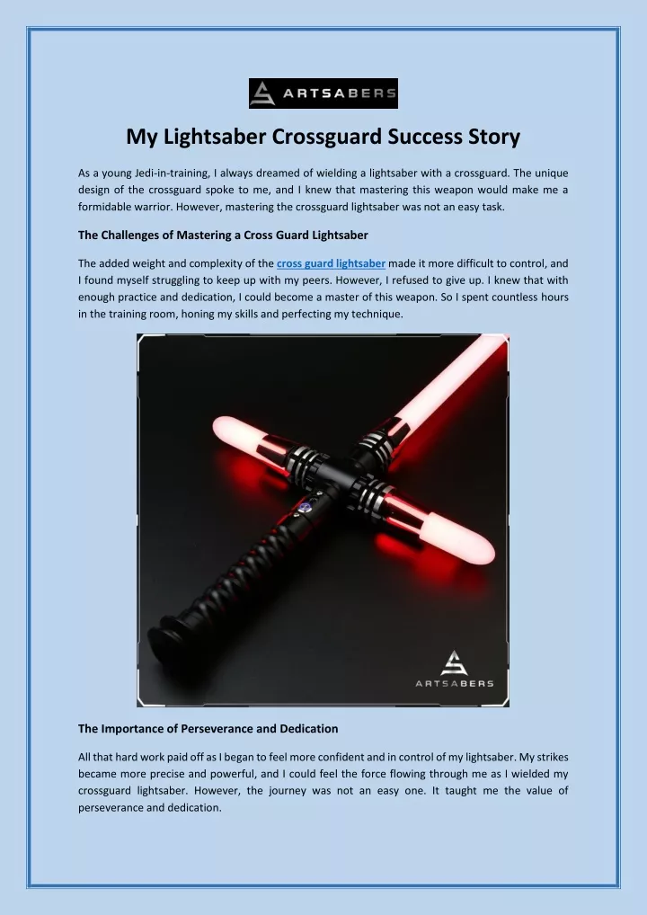 my lightsaber crossguard success story