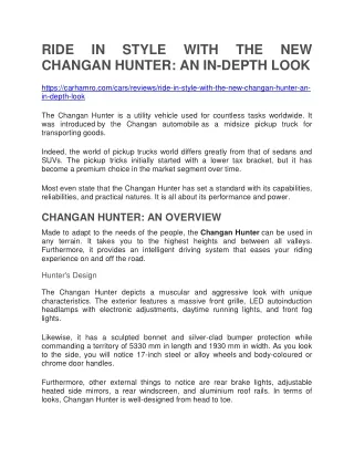 RIDE IN STYLE WITH THE NEW CHANGAN HUNTER