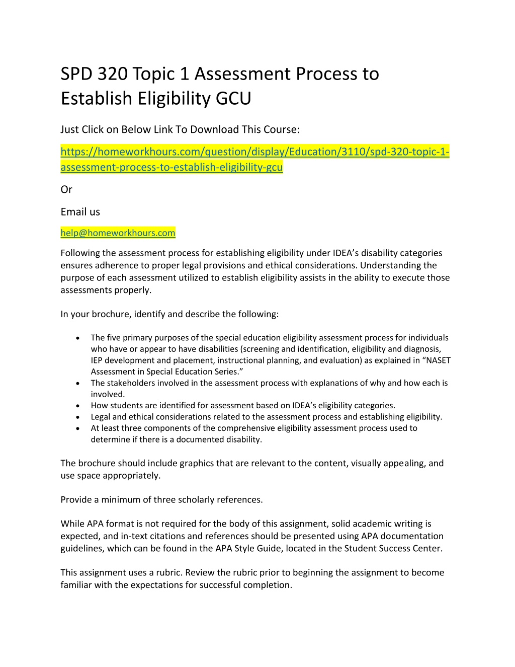PPT - SPD 320 Topic 1 Assessment Process to Establish Eligibility GCU ...