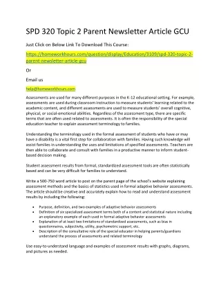spd 320 topic 2 parent newsletter article gcu