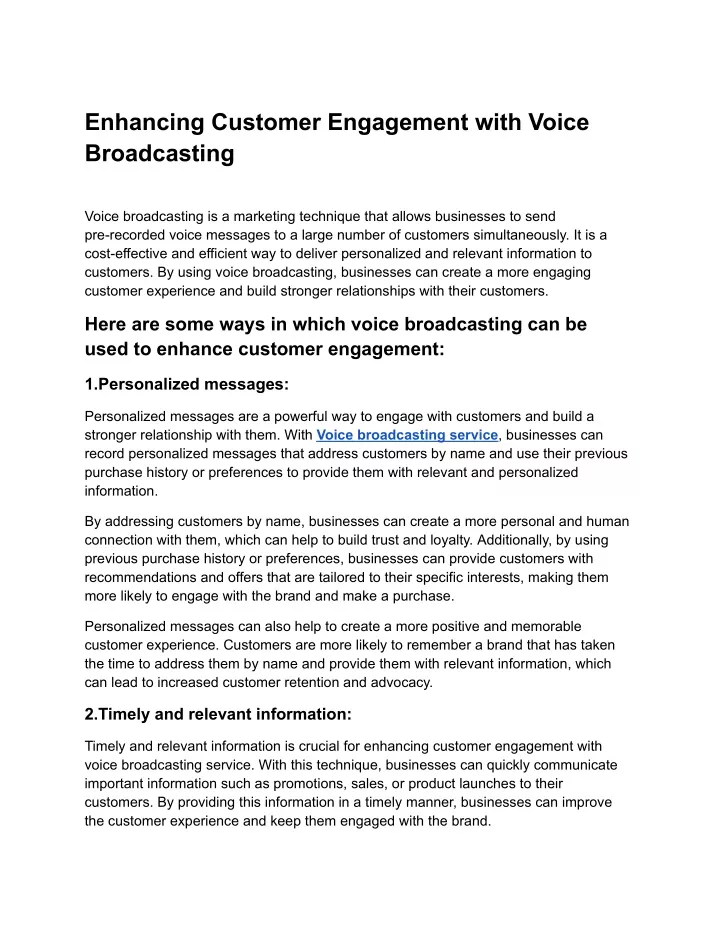 enhancing customer engagement with voice