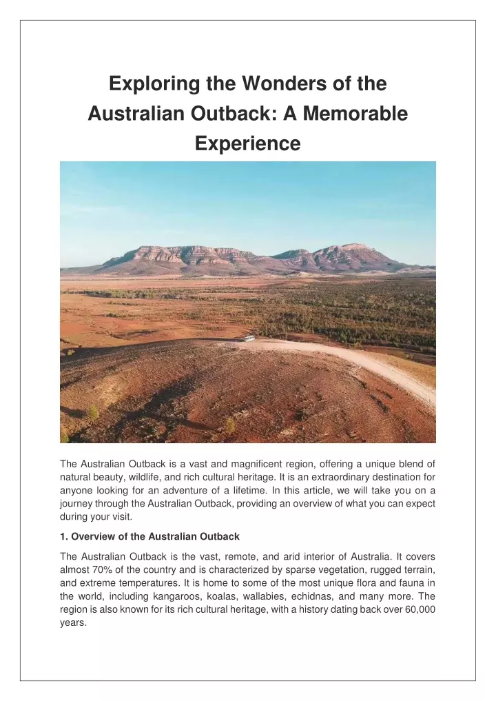 exploring the wonders of the australian outback