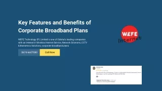 Key Features and Benefits of Corporate Broadband Plans