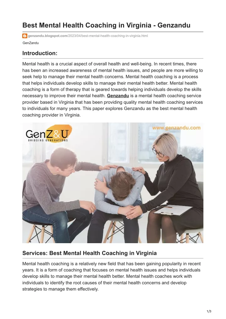 best mental health coaching in virginia genzandu