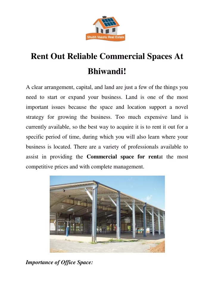 rent out reliable commercial spaces at