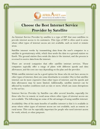 choose the best internet service provider