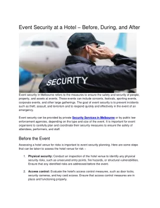 Event Security at a Hotel Before During and After