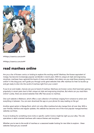 read manhwa online
