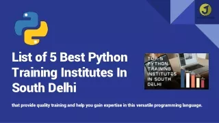 List of 5 Best Python Training Institutes In South Delhi