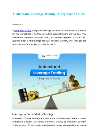 Understand Leverage Trading- A Beginners Guide - CapitalXtend