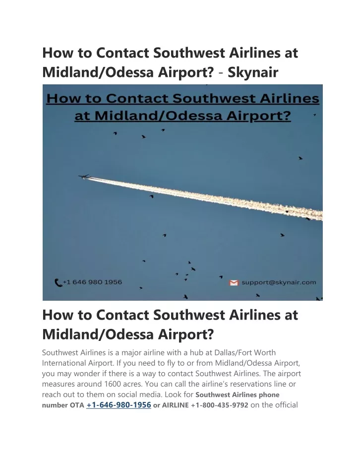 how to contact southwest airlines at midland