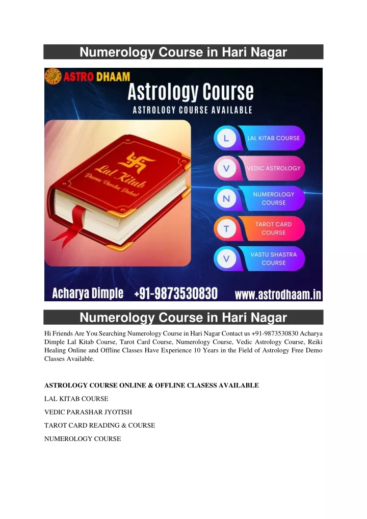 numerology course in hari nagar