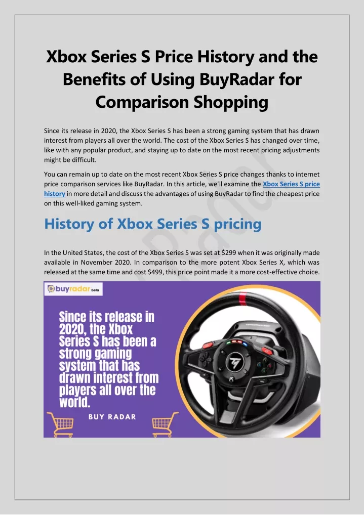 xbox series s price history and the benefits