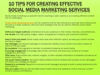 10 tips for creating effective social media marketing services