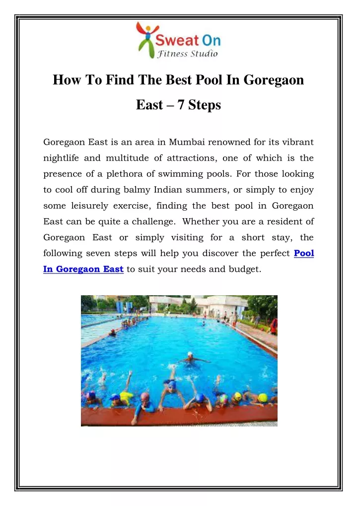 how to find the best pool in goregaon