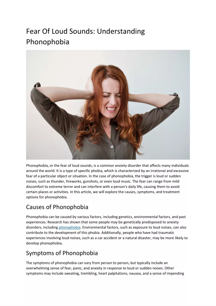 fear of loud sounds understanding phonophobia