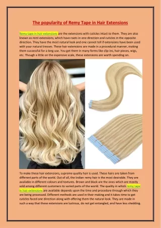 The popularity of Remy Tape in Hair Extensions