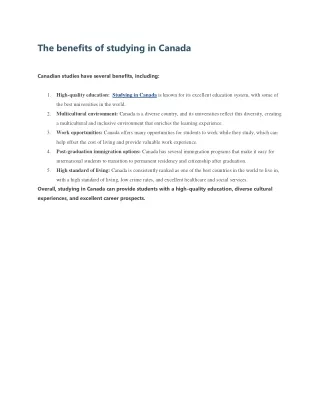 The benefits of studying in Canada