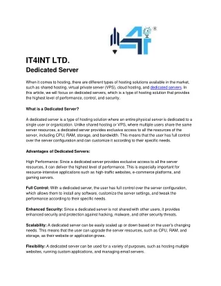 Dedicated Server