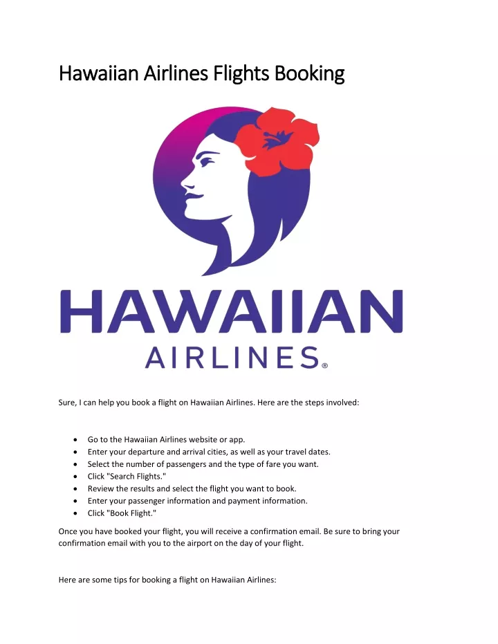 hawaiian airlines flights booking hawaiian