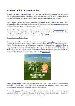 be smart do smart smart farming