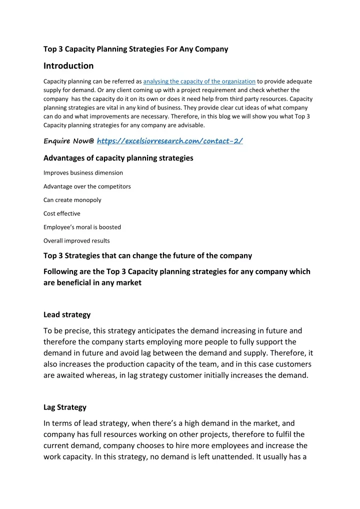 top 3 capacity planning strategies for any company