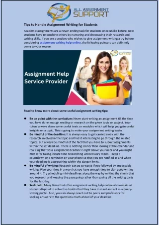 tips to handle assignment writing for students