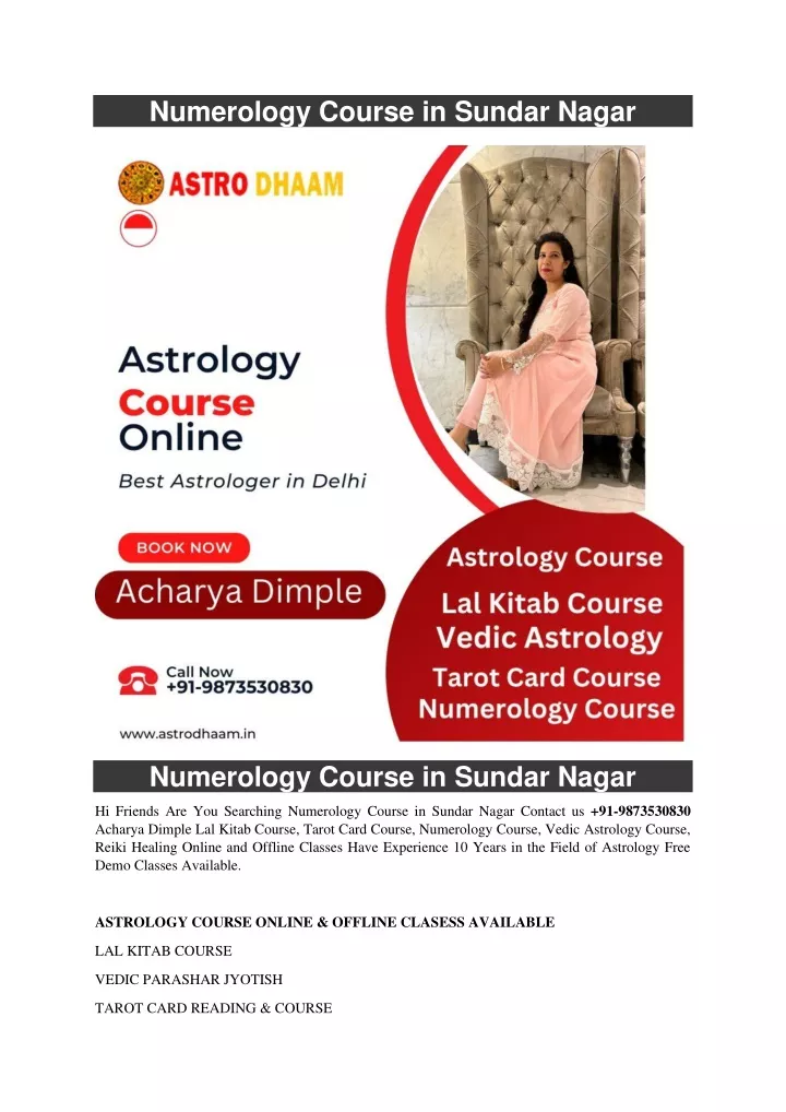 numerology course in sundar nagar