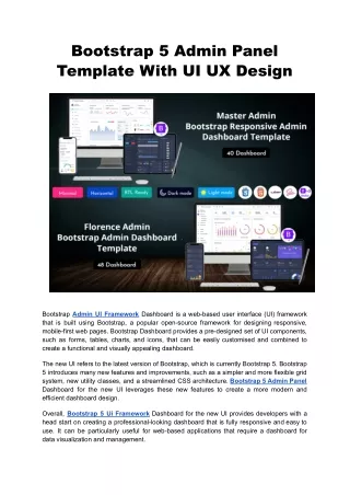 bootstrap 5 admin panel template with ui ux design