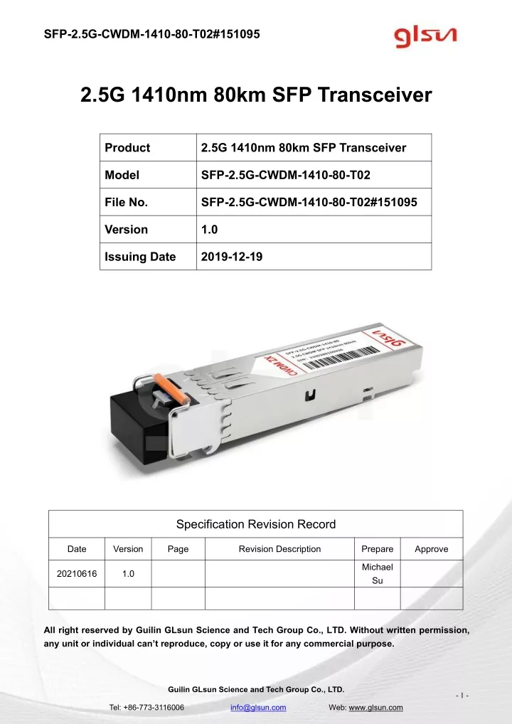 sfp 2 5g cwdm 1410 80 t02 151095