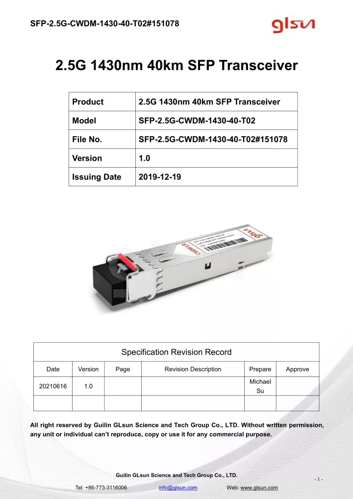 sfp 2 5g cwdm 1430 40 t02 151078