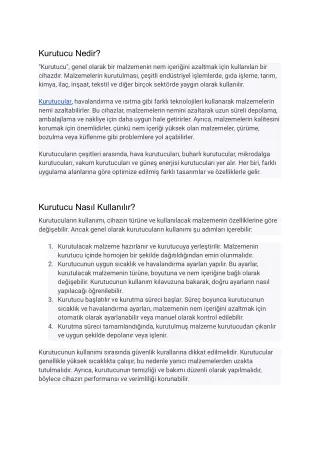 kurutucu nedir