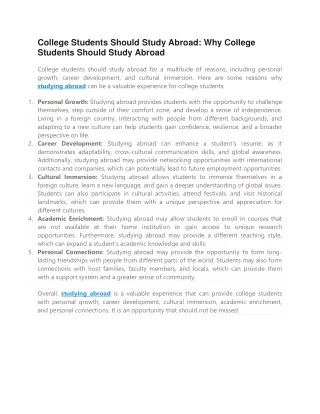 College Students Should Study Abroad