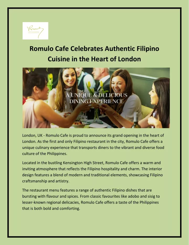 romulo cafe celebrates authentic filipino cuisine