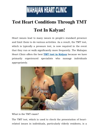 TMT Test In Kalyan Call-9870270751