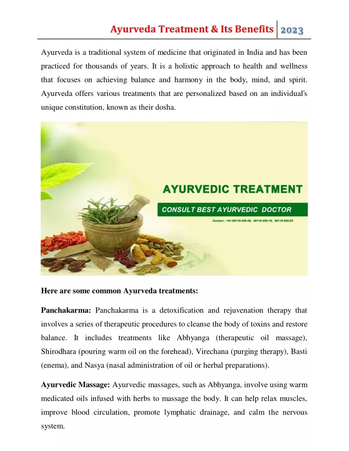 ayurveda treatment its benefits 2023