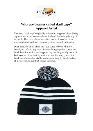 Why are beanies called skull caps - Apparel Artist