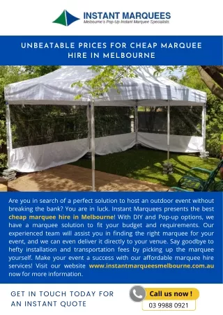 Unbeatable Prices for Cheap Marquee Hire in Melbourne